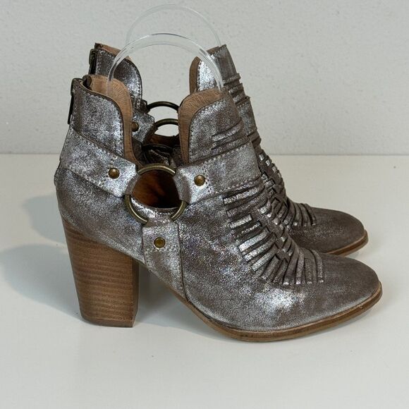 Seychelles Pewter Woven Leather Impossible Booties 6.5 - Picture 1 of 8